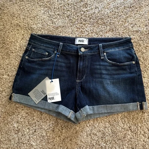 NWT PAIGE Jimmy Jimmy Short Cuffed Dark Wash 
size 28 - Picture 5 of 12